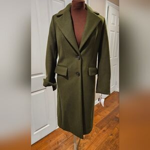 Michael Kors Jade Dark Green Wool Blend Trench Coat